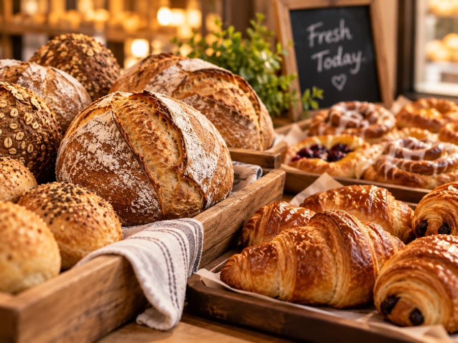 Bakery bread at 50% off before closing.
